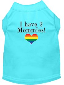 I have 2 Mommies Screen Print Dog Shirt Aqua Med