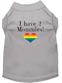 I have 2 Mommies Screen Print Dog Shirt Grey Lg