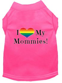 I Heart my Mommies Screen Print Dog Shirt Bright Pink Med