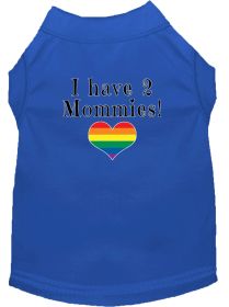 I have 2 Mommies Screen Print Dog Shirt Blue XXXL