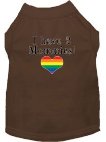 I have 2 Mommies Screen Print Dog Shirt Brown XL