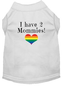 I have 2 Mommies Screen Print Dog Shirt White XL