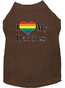 I heart my Daddies Screen Print Dog Shirt Brown XS