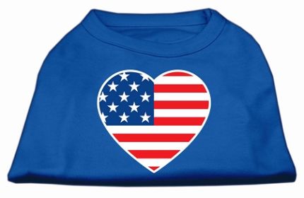 American Flag Heart Screen Print Shirt Blue XXXL