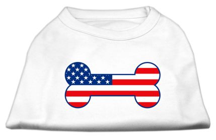 Bone Shaped American Flag Screen Print Shirts White XS