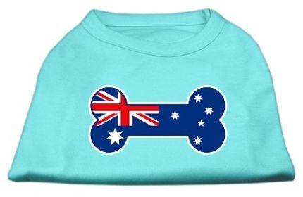 Bone Shaped Australian Flag Screen Print Shirts Aqua XXL