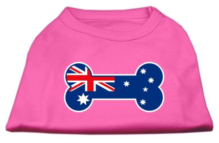 Bone Shaped Australian Flag Screen Print Shirts Bright Pink XXL