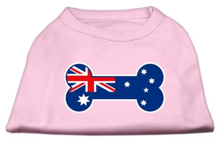 Bone Shaped Australian Flag Screen Print Shirts Light Pink XXL