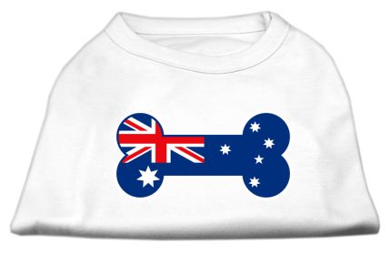 Bone Shaped Australian Flag Screen Print Shirts White XS