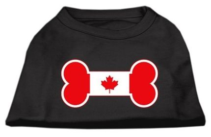 Bone Shaped Canadian Flag Screen Print Shirts Black XS