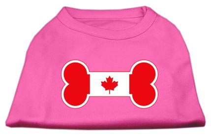 Bone Shaped Canadian Flag Screen Print Shirts Bright Pink XS