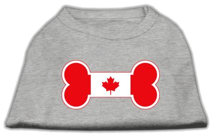 Bone Shaped Canadian Flag Screen Print Shirts Grey XS