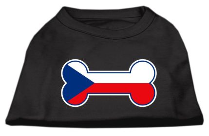 Bone Shaped Czech Republic Flag Screen Print Shirts Black XXXL