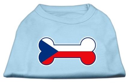 Bone Shaped Czech Republic Flag Screen Print Shirts Baby Blue XXXL