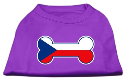 Bone Shaped Czech Republic Flag Screen Print Shirts Purple XXXL