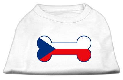 Bone Shaped Czech Republic Flag Screen Print Shirts White XXXL