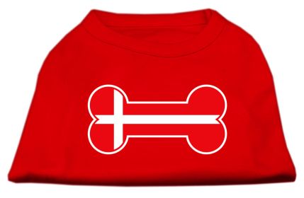 Bone Shaped Denmark Flag Screen Print Shirts Red XXXL