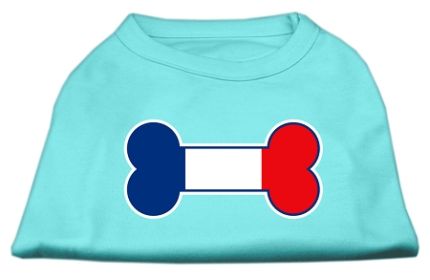 Bone Shaped France Flag Screen Print Shirts Aqua XS