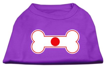 Bone Shaped Japan Flag Screen Print Shirts Purple XXL