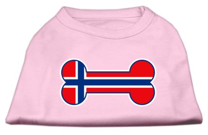 Bone Shaped Norway Flag Screen Print Shirts Light Pink XXL