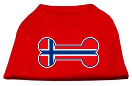 Bone Shaped Norway Flag Screen Print Shirts Red XXL