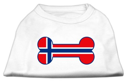 Bone Shaped Norway Flag Screen Print Shirts White XS