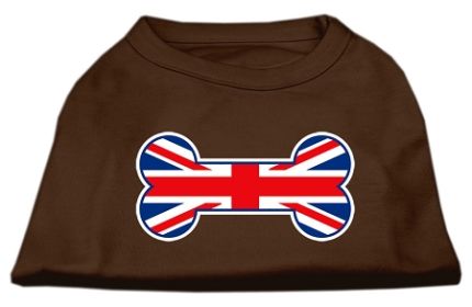 Bone Shaped United Kingdom (Union Jack) Flag Screen Print Shirts Brown XXL