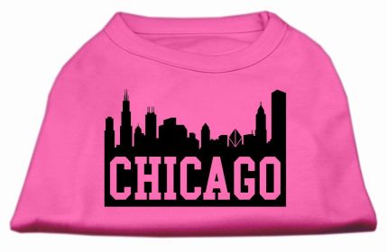 Chicago Skyline Screen Print Shirt Bright Pink XXXL