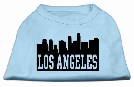 Los Angeles Skyline Screen Print Shirt Baby Blue XS