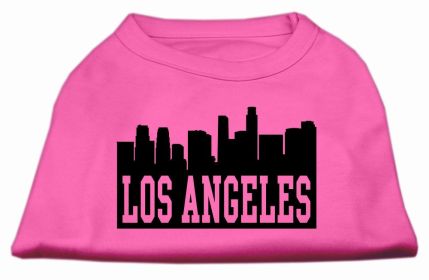 Los Angeles Skyline Screen Print Shirt Bright Pink XS