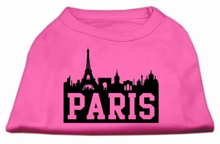 Paris Skyline Screen Print Shirt Bright Pink XXXL