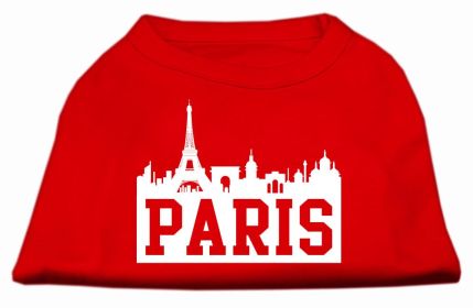 Paris Skyline Screen Print Shirt Red XXL