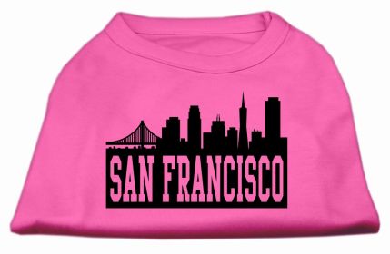 San Francisco Skyline Screen Print Shirt Bright Pink XS