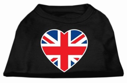 British Flag Heart Screen Print Shirt Black XXL