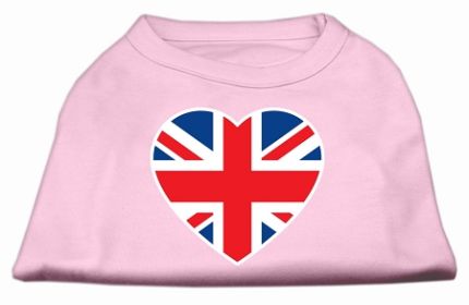 British Flag Heart Screen Print Shirt Light Pink XXL