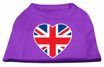 British Flag Heart Screen Print Shirt Purple XXL