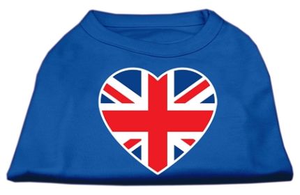 British Flag Heart Screen Print Shirt Blue XXXL