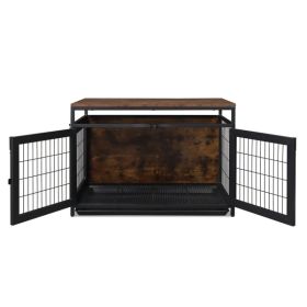 37.4 "Furniture Dog Cage, Super Sturdy Dog Cage, Dog Crate for Small/Medium Dogs, Three door and Three lock, Anti-chew Features, Pet Crate furniture