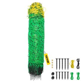 VEVOR Electric Fence Netting, 42.5" H x 164' L, PE Net Fencing with 14 Posts Double Spiked, Utility Portable Mesh for Goats, Sheep, Lambs, Deer, Hogs