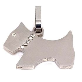 Dog Cubic Zirconia Stainless Steel Pendant / PDJ2057