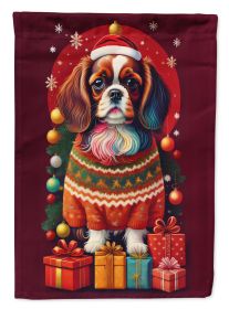 English Toy Spaniel Holiday Christmas Garden Flag Mailbox Flag Decorative Yard Flag Banner Outside Patio Artwork Yard Flower Beds, Garden Size, Multic