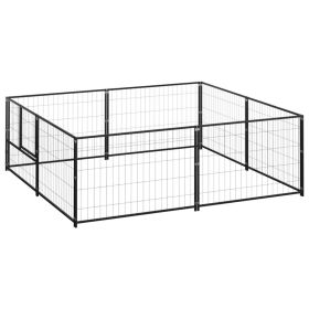 Dog Kennel Black 43.1 ft² Steel