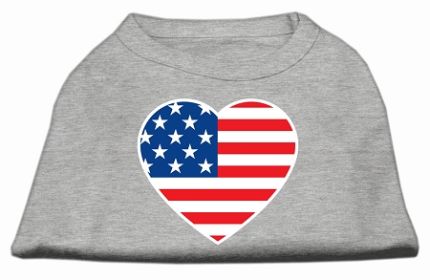 American Flag Heart Screen Print Shirt Grey XS