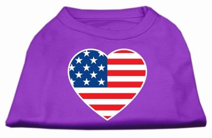 American Flag Heart Screen Print Shirt Purple XS