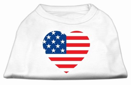 American Flag Heart Screen Print Shirt White XS