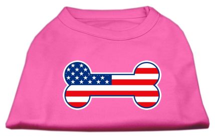 Bone Shaped American Flag Screen Print Shirts Bright Pink XL