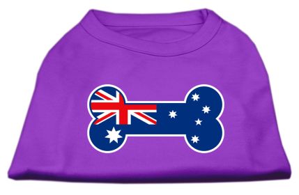 Bone Shaped Australian Flag Screen Print Shirts Purple XL