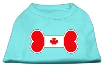 Bone Shaped Canadian Flag Screen Print Shirts Aqua XL