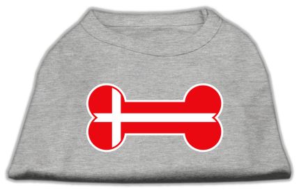 Bone Shaped Denmark Flag Screen Print Shirts Grey XL