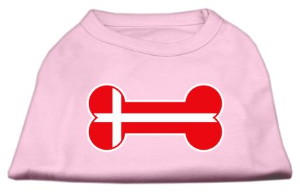 Bone Shaped Denmark Flag Screen Print Shirts Light Pink XL